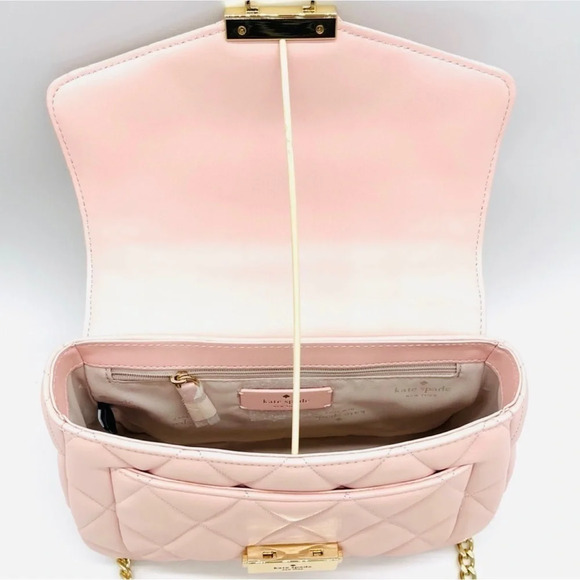 Kate Spade Carey Small Quilted Flap Shoulder Crossbody Bag Light Pink/Gold - Picture 10 of 11